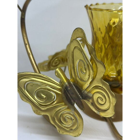 VTG Brass Butterfly Candle Holder 9.5"x9.5" Ornate Metal Tabletop Decor - Picture 10 of 10
